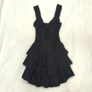 Betsey Johnson black dress with tiered ruffles size P
